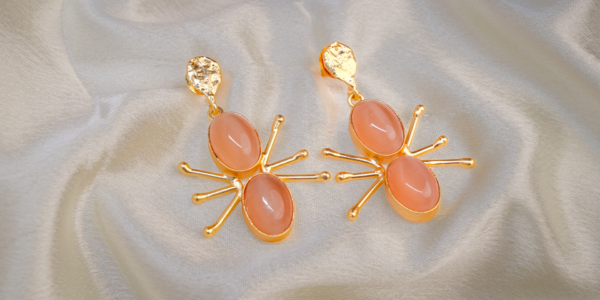 peach Orbit Drop Earrings(