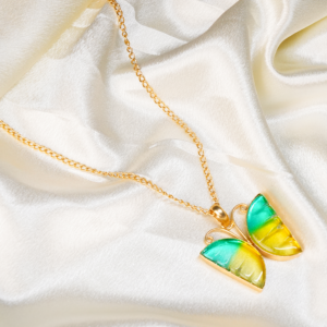 Golden Butterfly Enamel Pendant Chain