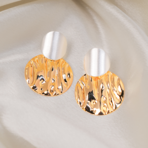 Textured Dual-Tone Circle Stud Earrings