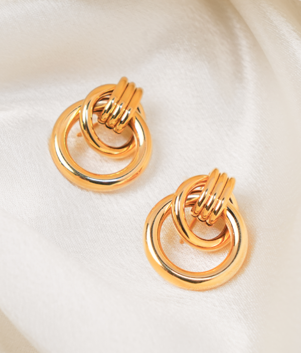 Triple Hoop Knot Stud Earrings