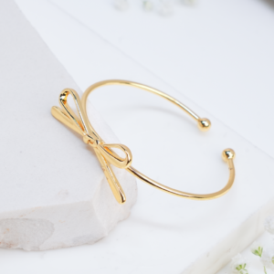 Delicate Bow Charm Open Bracelet