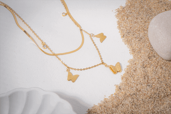 Butterfly Charm Layered Necklace